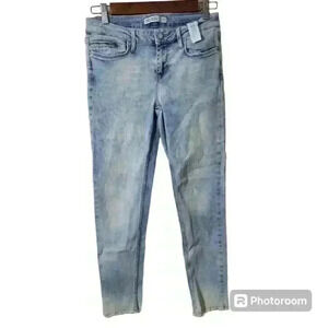 P5023 zara basic z1975 denim acid wash light wash jeans size 28 raw hem